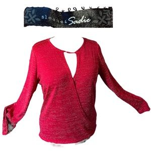 Vintage Sloane & Sadie Sparkle crossover peakaboo sleeve blouse